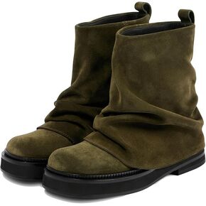 MAVMAX Women Slouchy Ankle Boots Casual Fold Over Round Toe Boots Pull On Wide Calf Chunky Low Heel Platform Boot in Kuwait