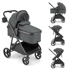 Gromast 3-in-1 Baby Stroller, Convertible Stroller for Newborn Infant Toddler with Reversible Seat, UPF 50+ Canopy & Cup Holder - Khaki in Saudi Arabia