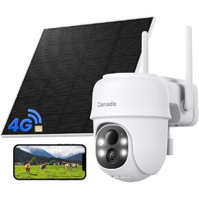 Cinnado 4G LTE Cellular Security Camera-No WiFi Outdoor Camera Wireless with 5W Solar Panel, 2K 360° Color Night Vision, PIR Motion, TF Card Storage, Works with Alexa, SIM Card Included, B6 4G 1P in Saudi Arabia