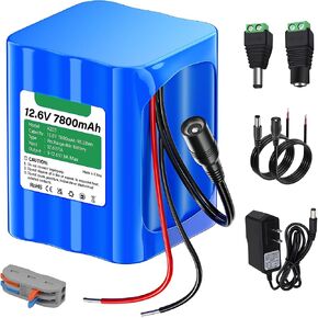 CITYORK 12V Rechargeable Battery 7800mAh with Charger, Bare Leads, Cable Connector for DIY Projects, Speakers Box, Radio Equipment, Toy Cars, Solar Panels, LED Light Strip, CCTV Camera, etc in Saudi Arabia