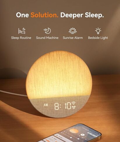 Dreamegg Sunrise 1 Pro - Sunrise Alarm Clock, Sound Machine for Sleep, Favorites Mode, Sleep Routines, Dimmable Night Light, 29 Soothing Sounds, White Noise Machine, Wake Up Light for Bedrooms, Adults in Saudi Arabia