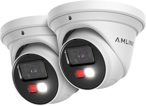 AMLINK 2-Pack 4K/8MP Security AI IP PoE Camera, Human/Vehicle Detection, NDAA Compliant, Indoor Outdoor Surveillance Turret, 2-Way Audio, Support 256GB MicroSD, Deterrent, 2PACK-AL8M-T8198EW in Saudi Arabia