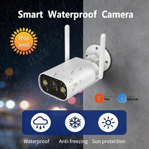 كاميرا الأمان في الهواء الطلق 2K 3MP ، HD WIFI 2.4G كاميرا الأمان المنزلية للخارج مع IR & COLOR LIGHT VISION ، صوت ثنائي الاتجاه ، IP66 مقاوم للماء ، TUYA/SMART LIFE ، تخزين بطاقة Cloud & SD (بطاقة 128G SD) in Kuwait