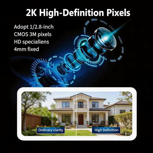 كاميرا الأمان في الهواء الطلق 2K 3MP ، HD WIFI 2.4G كاميرا الأمان المنزلية للخارج مع IR & COLOR LIGHT VISION ، صوت ثنائي الاتجاه ، IP66 مقاوم للماء ، TUYA/SMART LIFE ، تخزين بطاقة Cloud & SD (بطاقة 128G SD) in Kuwait