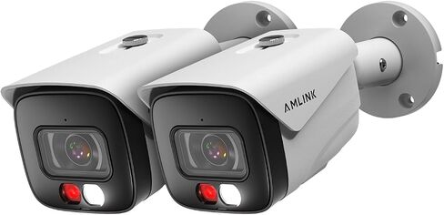 AMLINK 2-Pack 5MP Security AI IP PoE Camera, Indoor Outdoor Surveillance Bullet, 2-Way Audio, Support 256GB MicroSD, Deterrent, 20fps 2PACK-AL5M-B5172EW in Saudi Arabia