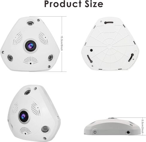 2MP Fisheye POE IP Camera with 1.7mm Lens | Indoor Panorama Camera 360 Degree Wide Viewing Angle, 65ft IR Night Vision, Motion Detection(Compatible with Hik NVRs) in Saudi Arabia