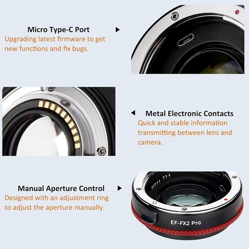 EF-FX2 Pro Auto-Focus Lens Adapter Compatible for Canon EF Lens to X-Mount Fuji-Film X-A, X-E, X-H, X-S, X-T, X-M, X-Pro Series Mirrorless Camera in Saudi Arabia
