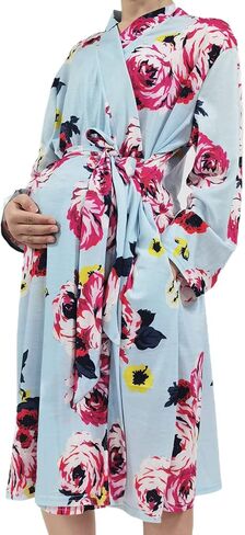 SUFEINI Maternity Robes and Matching Swaddle Blanket Set, Women Mommy Postpartum Robe Hospital Labor and Delivery Gown in Saudi Arabia