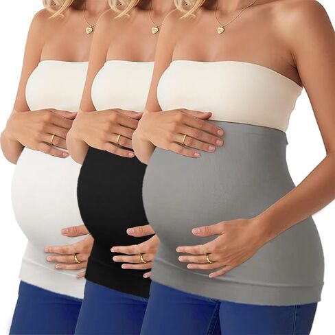 Diravo 3 Pack Womens Maternity Belly Band for Pregnancy Shirts Extenders Pregnancy Support Seamless Belly Belt Bands in Saudi Arabia