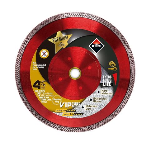Diamond Blade Dry VIP Turbo Mesh 4 1/2" Extra Long Life - Ideal for Cutting Granite, Porcelain Tile, Slate & More - 5/8" Ring Adapter Included, Anti-Vibration Design in Saudi Arabia