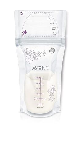 Philips Avent Breast Milk Storage Bags, 6 oz, 50-Pack | Pre-Sterilized, Reinforced Dual-Layer Bag, Double Zipper Leak Protection, Self-Standing, Wide Neck, SCF603/50 in Saudi Arabia