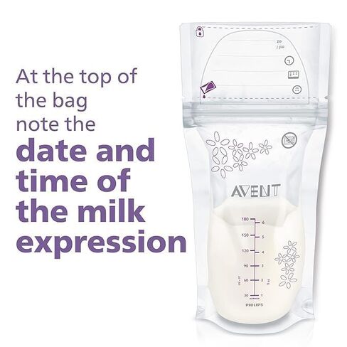 Philips Avent Breast Milk Storage Bags, 6 oz, 50-Pack | Pre-Sterilized, Reinforced Dual-Layer Bag, Double Zipper Leak Protection, Self-Standing, Wide Neck, SCF603/50 in Saudi Arabia