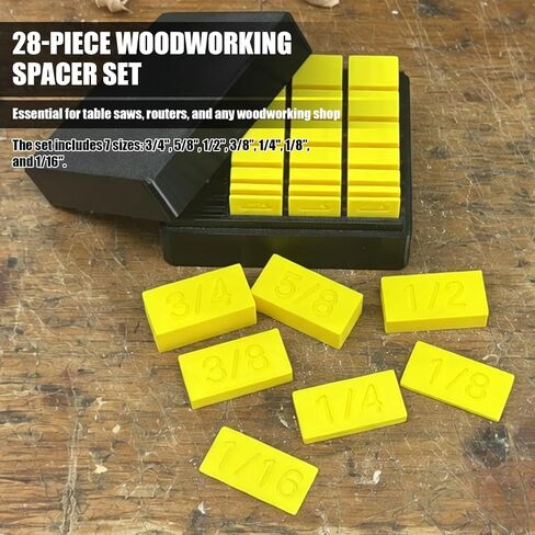 28 Pcs Woodworking Setup Blocks Set with Storage Case 7 Size Precision Spacer Gauge Blocks for Table Saw, Router, and Woodshop Essentials - Durable Carpentry Tools for Accurate Measurement in Kuwait