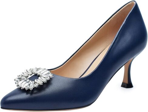 Women's Genuine Leather Pointed Toe Kitten Heel Pumps | Slip-On Design for Business Wedding and Everyday Wear in Saudi Arabia