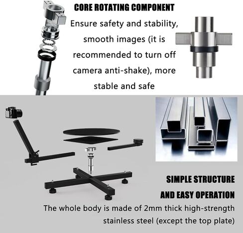 Rotating Camera Slider, 360° Video Platform Rig, Adjustable for Commercial Video, Food Photography & Product Shooting - Ideal for Professionals and Creatives in Kuwait