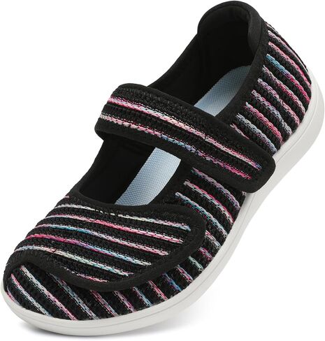 JOINFREE Women's Wide Barefoot Shoes Diabetic Zero Drop Walking Shoes | Adjustable Slip On Breathable Arthritis Edema Swollen Feet Casual Comfort Pregnancy Elderly Mary Jane Flats Indoor Outdoor in Saudi Arabia