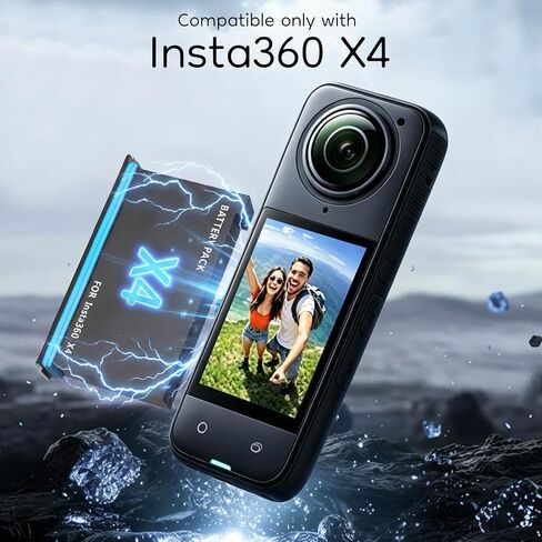 2026 New 360X4 Battery Charger Set, 2-Pack 2580mAh Replacement Battery and Dual Fast Charging Charger Case for Insta360 X4 Accessories with Misro SD Card Slots (2 Batteries+1 Charger) in Kuwait