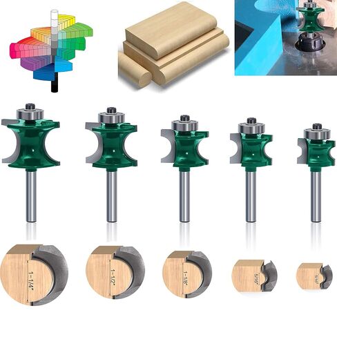 TAIWAIN Router Bit Set 1/4 Inch Shank 5PCS, Architectural Picture Frame Wood Milling Cutter,Rail &Stile Woodworking Miter Carbide CNC Cutting Tool for Cabinet Drawer Door Surfacing(GK1-G) in Saudi Arabia