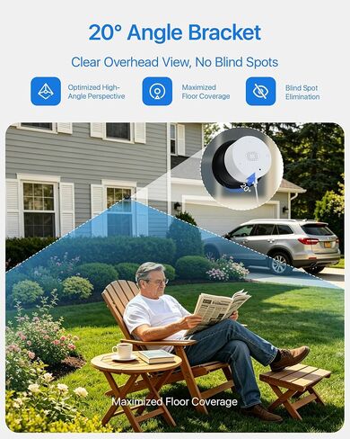 Window Camera Mount, Adjustable Tilt, No-Drill Damage-Free Mount | 20° Tilt Adjustment, Adhesive Installation, Fits Window, Glass & Door, Indoor Outdoor Monitoring in Saudi Arabia