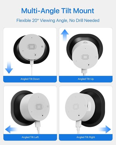 Window Camera Mount, Adjustable Tilt, No-Drill Damage-Free Mount | 20° Tilt Adjustment, Adhesive Installation, Fits Window, Glass & Door, Indoor Outdoor Monitoring in Saudi Arabia