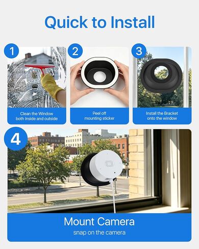 Window Camera Mount, Adjustable Tilt, No-Drill Damage-Free Mount | 20° Tilt Adjustment, Adhesive Installation, Fits Window, Glass & Door, Indoor Outdoor Monitoring in Saudi Arabia