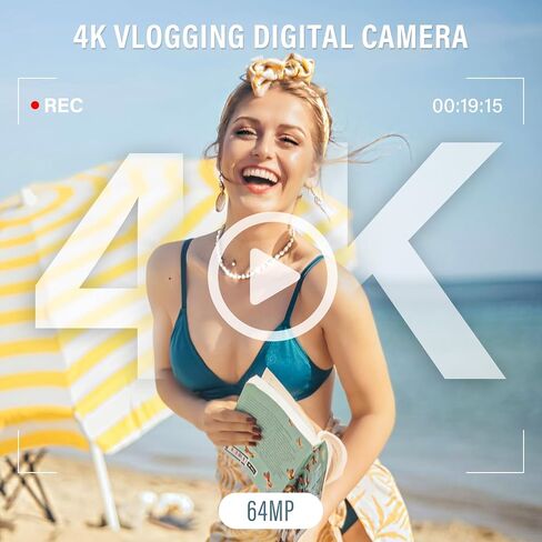 كاميرات Yatao الرقمية للتصوير الفوتوغرافي والمدونات، شاشة قلاب بدقة 4K بدقة 64 ميجابكسل، تستخدم مع إضاءة LED، بطاقة TF سعة 64 جيجابايت، كاميرا واي فاي مدمجة للصور لمجموعة YouTube للسفر، للمبتدئين (فضي-أسود) in Kuwait