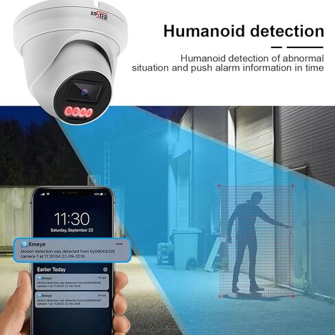 ENSTER 8MP 4K PoE Security Camera Outdoor, Full Metal, Compatible ONVIF & RTSP, 100ft Smart Color Night Vision, AI Human & Vehicle Detection, IP66 Waterproof, 110° Wide Angle, Built-in Mic in Kuwait