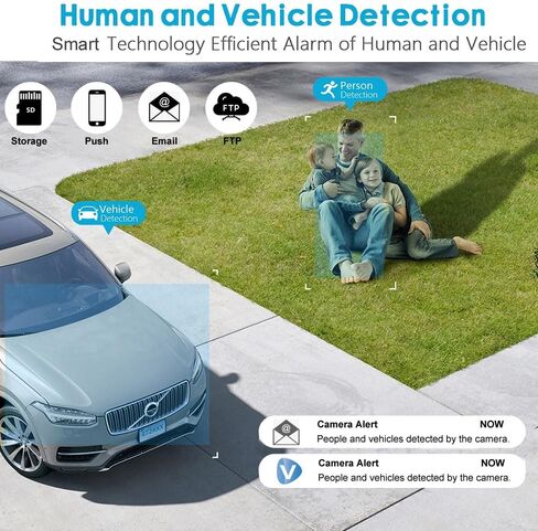 ENSTER 8MP 4K PoE Security Camera Outdoor, Full Metal, Compatible ONVIF & RTSP, 100ft Smart Color Night Vision, AI Human & Vehicle Detection, IP66 Waterproof, 110° Wide Angle, Built-in Mic in Kuwait