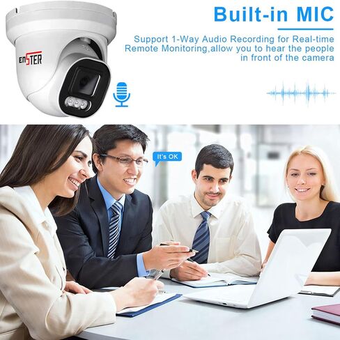 ENSTER 8MP 4K PoE Security Camera Outdoor, Full Metal, Compatible ONVIF & RTSP, 100ft Smart Color Night Vision, AI Human & Vehicle Detection, IP66 Waterproof, 110° Wide Angle, Built-in Mic in Kuwait