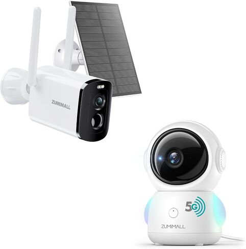 ZUMIMALL Solar Security Cameras Wireless Outdoor, 2K Camera for Home Security with 3MP Color Night Vision, 2-Way Talk, Spotlight & Siren, IP66 Weatherproof, Compatible with Alexa in Saudi Arabia