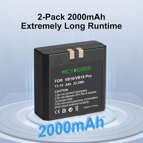 2-Pack VB18 2000mAh بطارية بديلة قابلة للشحن لسلسلة Godox V860/V850/V850II/V860II Speedlite Flash in Kuwait