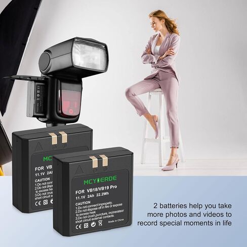 2-Pack VB18 2000mAh بطارية بديلة قابلة للشحن لسلسلة Godox V860/V850/V850II/V860II Speedlite Flash in Kuwait