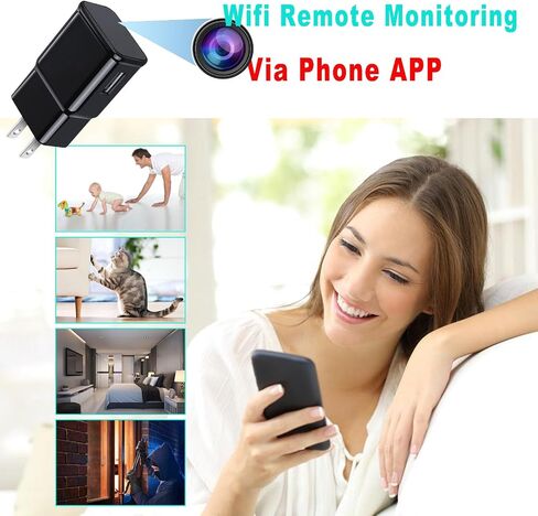 Hidden Spy Camera for Home Use, Mini Security Wireless WiFi Camera-USB Charger Camera - HD Nanny Cam,Indoor Nanny Cam for Baby, Pets, Motion Detection Alert in Kuwait