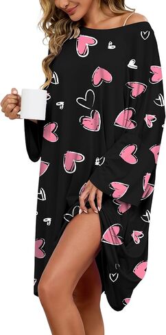 Rigeri Plus Size Moo Moos for Women Muumuu Nightgowns with Pocket Fit S-5XL | Lightweight Breathable Moomoo, 3/4 and Batwing Sleeves, Oversized Sleep Dress With Pockets, Daily, Maternity in Kuwait