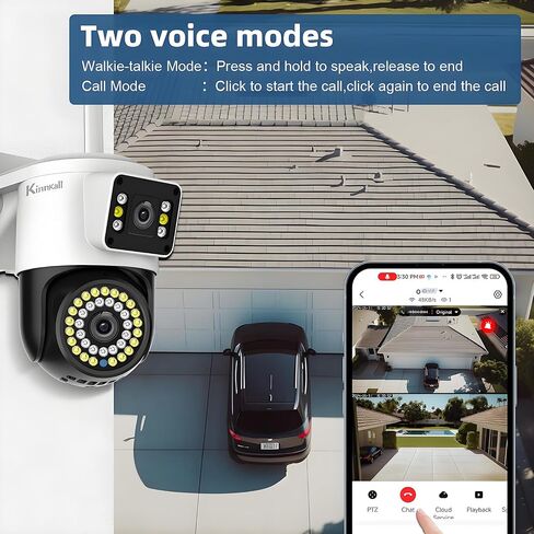 Dual Lens WiFi Outdoor Security Camera, 4MP Pan/Tilt Surveillance, Human Tracking & Detection, Color Night Vision, 355°View, SD/Cloud, 24/7 Record, 2.4G Wi-Fi, Works with Mobile Apps & PCs in Saudi Arabia