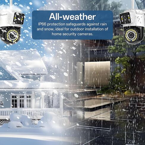 Dual Lens WiFi Outdoor Security Camera, 4MP Pan/Tilt Surveillance, Human Tracking & Detection, Color Night Vision, 355°View, SD/Cloud, 24/7 Record, 2.4G Wi-Fi, Works with Mobile Apps & PCs in Saudi Arabia