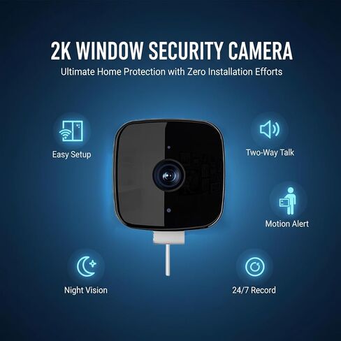 SakerPlus Cameras for Home Security Smart 2k Window Security Camera, 2K Window Camera with Night Vision, No-Drill Window Mount for Home, Entryway, Yard, Driveway in Saudi Arabia