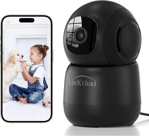 Indoor Security Camera 2K Pet Camera 2.4 GHz Dog Camera Black | App Motion Detection Auto Tracking Alarm Live Notice Schedule Default Location, Pet Camera with Night Vision in Saudi Arabia