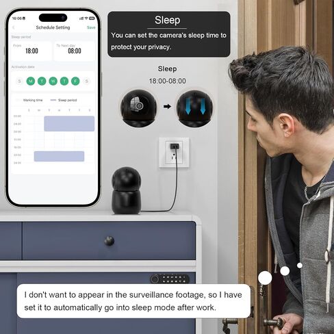 Indoor Security Camera 2K Pet Camera 2.4 GHz Dog Camera Black | App Motion Detection Auto Tracking Alarm Live Notice Schedule Default Location, Pet Camera with Night Vision in Saudi Arabia