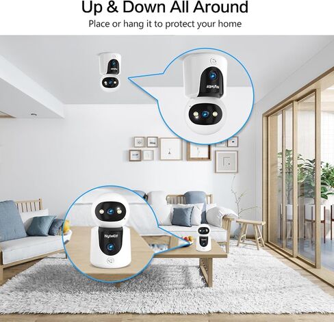 2K Dual Lens Indoor Security Camera, Dual View Pan/Tilt Camera for Baby & Pet Monitoring, AI Motion Tracking, Privacy Mode, Two-Way Talk, Cry Detection, Color Night Vision, 24/7 Continuous Recording in Kuwait
