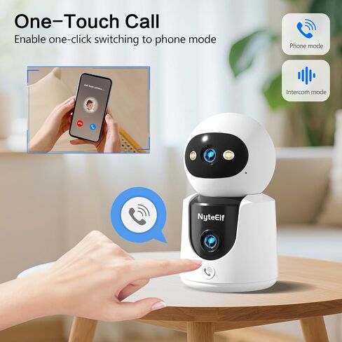 2K Dual Lens Indoor Security Camera, Dual View Pan/Tilt Camera for Baby & Pet Monitoring, AI Motion Tracking, Privacy Mode, Two-Way Talk, Cry Detection, Color Night Vision, 24/7 Continuous Recording in Kuwait