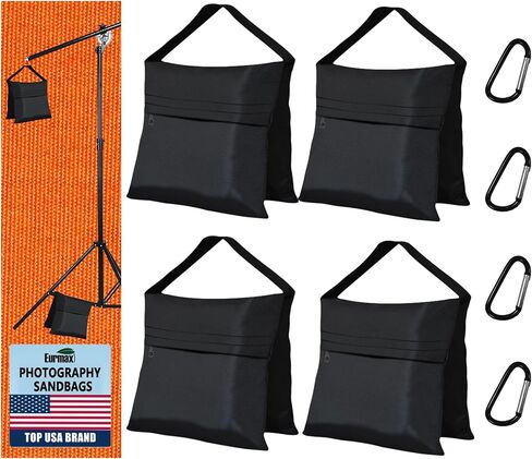 Eurmax USA Photography Sand Weight Bags Heavy Duty Saddlebags for Photography Video Equipments, Backdrop Stand, Light Stand,Photo Tripod, Canopy Tent, Umbrella Base, Fishing Chair,Picnic Table 4-Pack in Kuwait