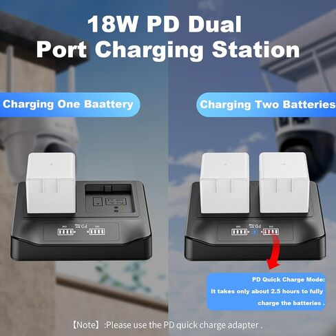 2-Packs Rechargeable Batteries+PD Fast Charging LED USB Dual Battery Charging Station for Arlo Pro 5S 2K, Pro 4, 3, Arlo Ultra 2, Ultra in Kuwait