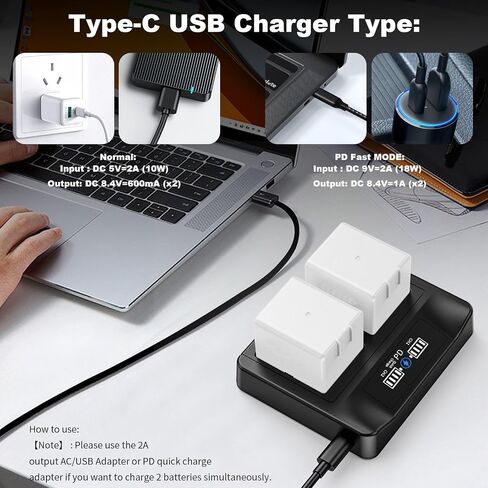 2-Packs Rechargeable Batteries+PD Fast Charging LED USB Dual Battery Charging Station for Arlo Pro 5S 2K, Pro 4, 3, Arlo Ultra 2, Ultra in Kuwait