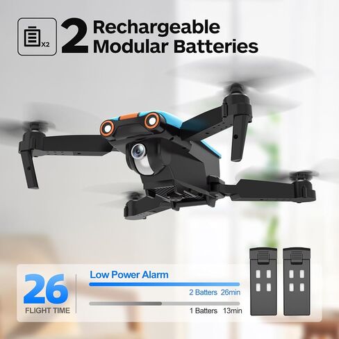 Drone with Camera for Adults, Foldable 2.4GHz FPV Drone for Beginner and Adults,26 Mins Flight Time, RC Quadcopter Toys Gift, Altitude Hold, 2 Batteries in Kuwait