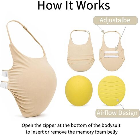 Fake Pregnant Belly Costume Memory Foam Realistic Pregnancy Bump | Lightweight and breathable for all-day wear; adjustable strap; washable cover; realistic appearance in Saudi Arabia
