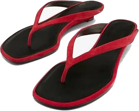 Low Wedge Flip Flops for Women Comfortable Square Open Toe Slip On Thong Heeled Sandals Lightweight Cushioning Beach Clip Toe Slides in Saudi Arabia