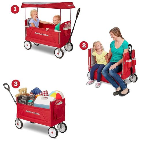 Radio Flyer 3-in-1 EZ Fold Wagon with Canopy, for Kids 1.5+, UV Shade in Saudi Arabia