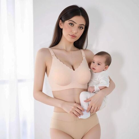 Vinfact Hands Free Pumping Bra Adjustable Breast-Pumps Nursing Bras Comfort Maternity Breast Pump Bra - Beige M in Saudi Arabia