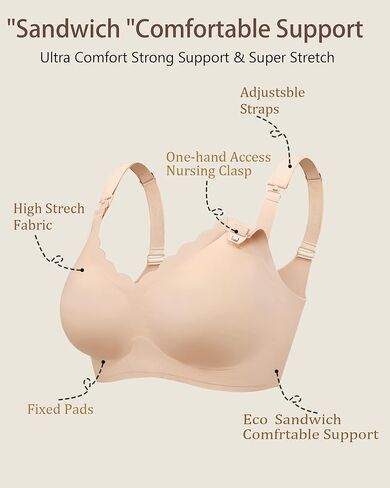 Vinfact Hands Free Pumping Bra Adjustable Breast-Pumps Nursing Bras Comfort Maternity Breast Pump Bra - Beige M in Saudi Arabia